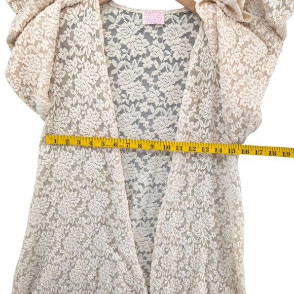 Audrey 3 plus 1 Open Cardigan Womens Cream Boho Lace Flare Sleeve Size S - Picture 7 of 8